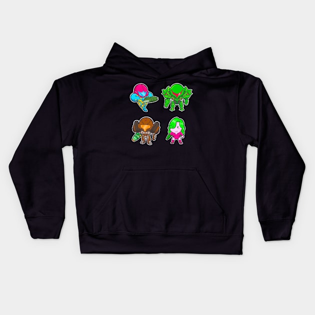 Chibi Metroid (Pack 5) Kids Hoodie by DrawingsFromHell